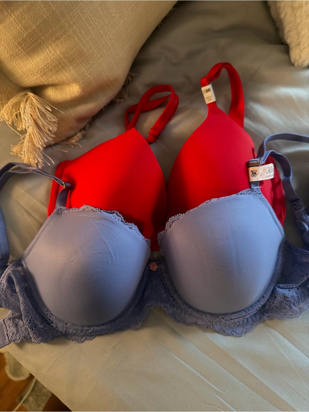 Victoria's Secret Red and Lavender Lined Push-Up Bras